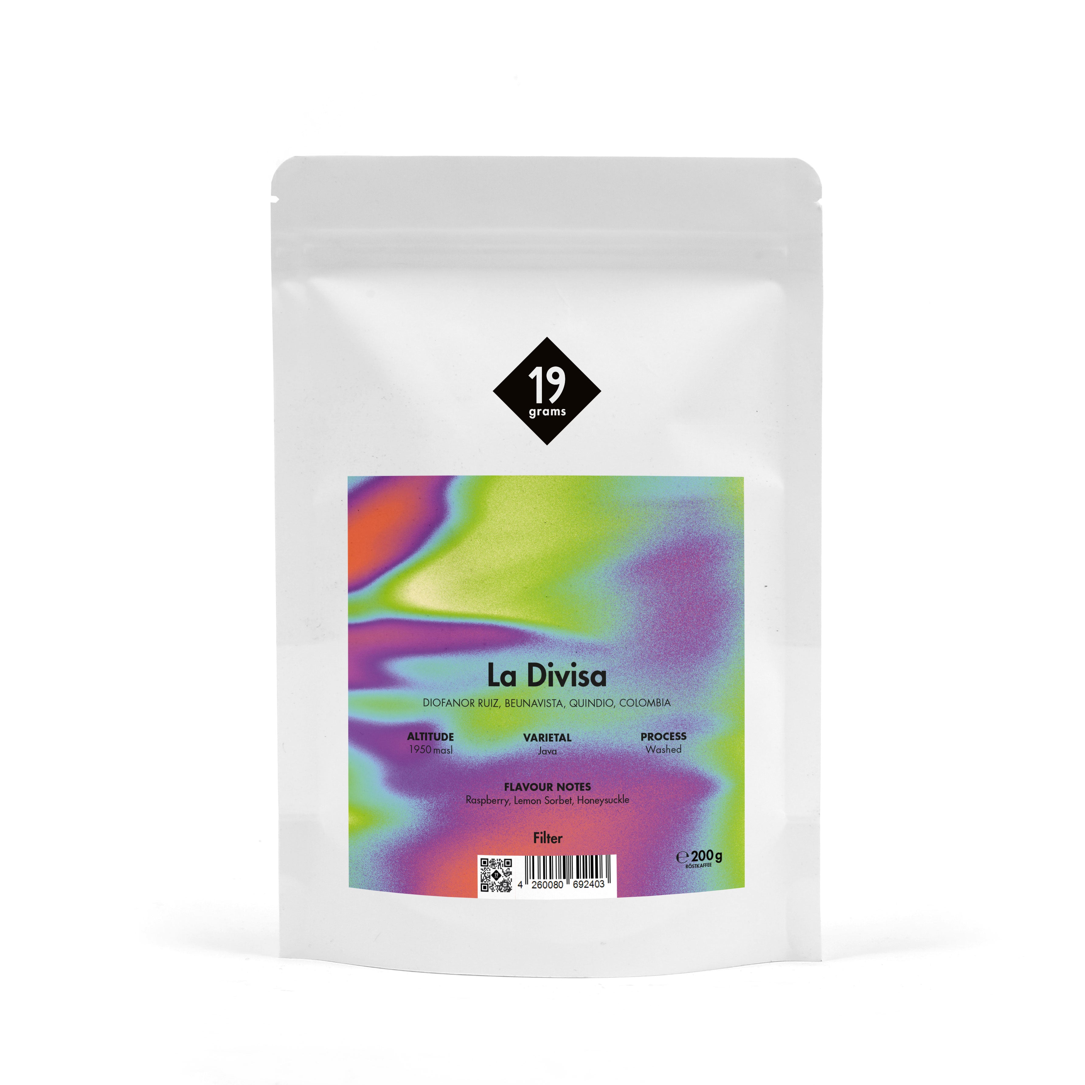 19grams La Divisa Specialty Coffee Filter – Kaffeebeutel mit Single Origin Kaffee aus Quindío, Kolumbien, Filterkaffee 200g, Kaffeerösterei Berlin