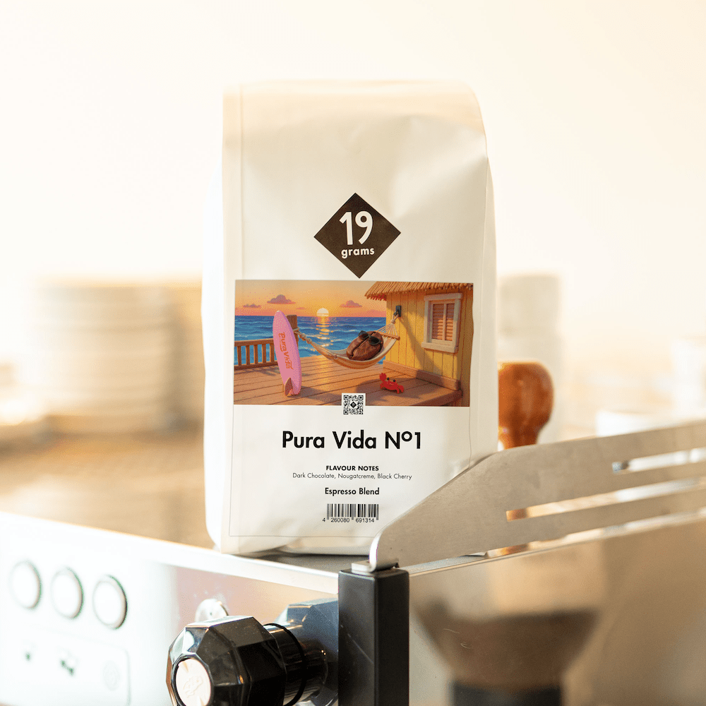 19grams Pura Vida Nº1 Espresso Blend vor Espressomaschine – Dark Chocolate, Nougat Cream, Black Cherry