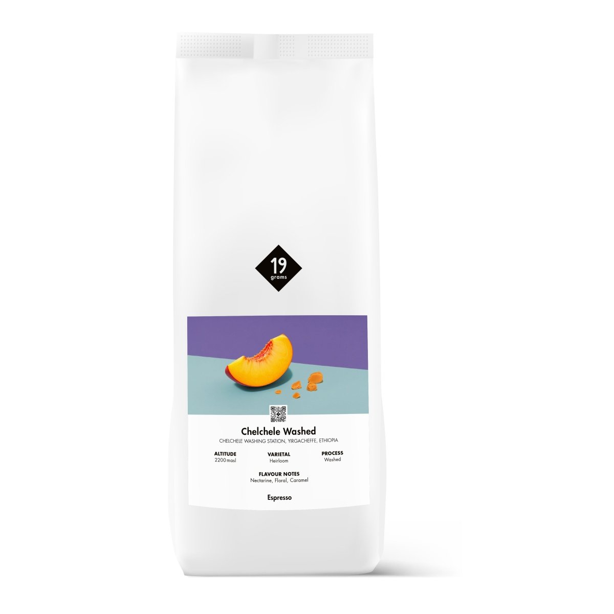 19grams Chelchele Washed Espresso Kaffeebohnen in der 1kg Tüte mit Noten von Nektarine und Karamell