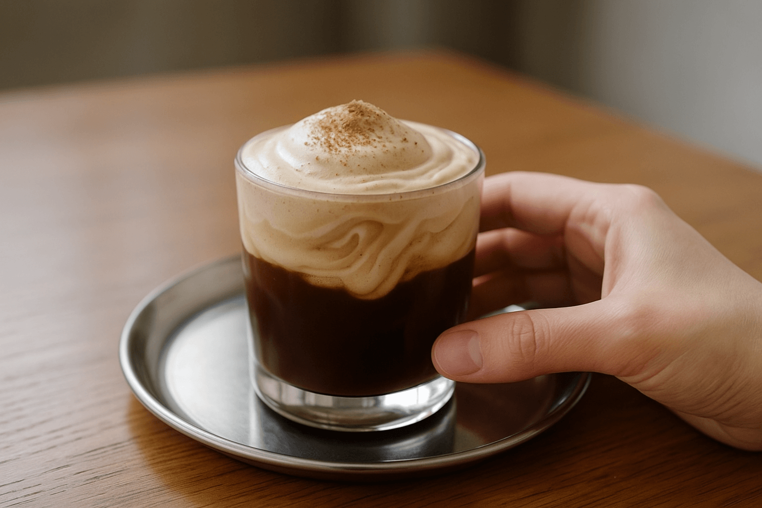 Mont Blanc Kaffee auf einem Tablett