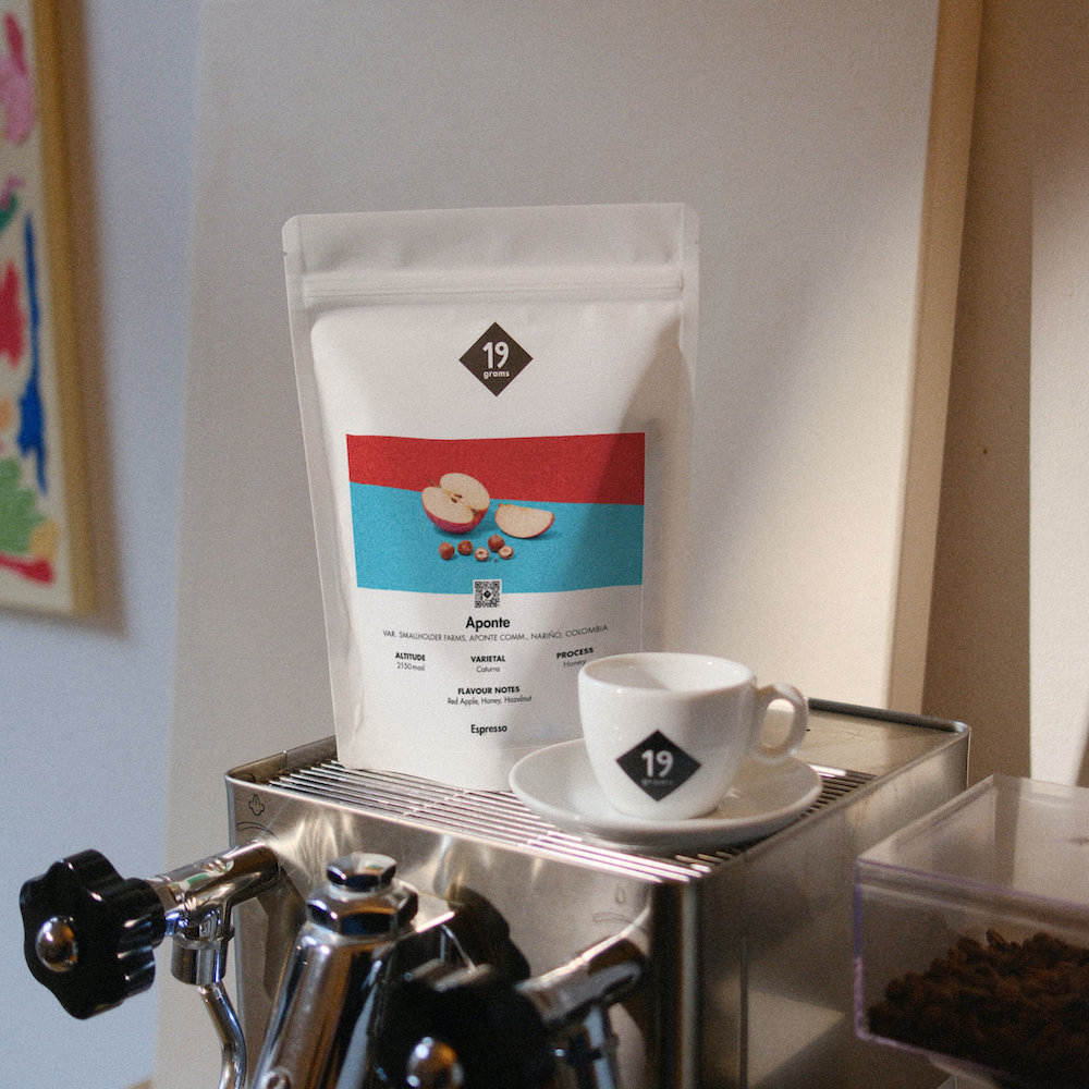 19grams Aponte Kolumbien Espresso – Honey Caturra aus dem Resguardo Aponte Nariño – kolumbianischer Specialty Coffee von 19grams.live Roasters Berlin