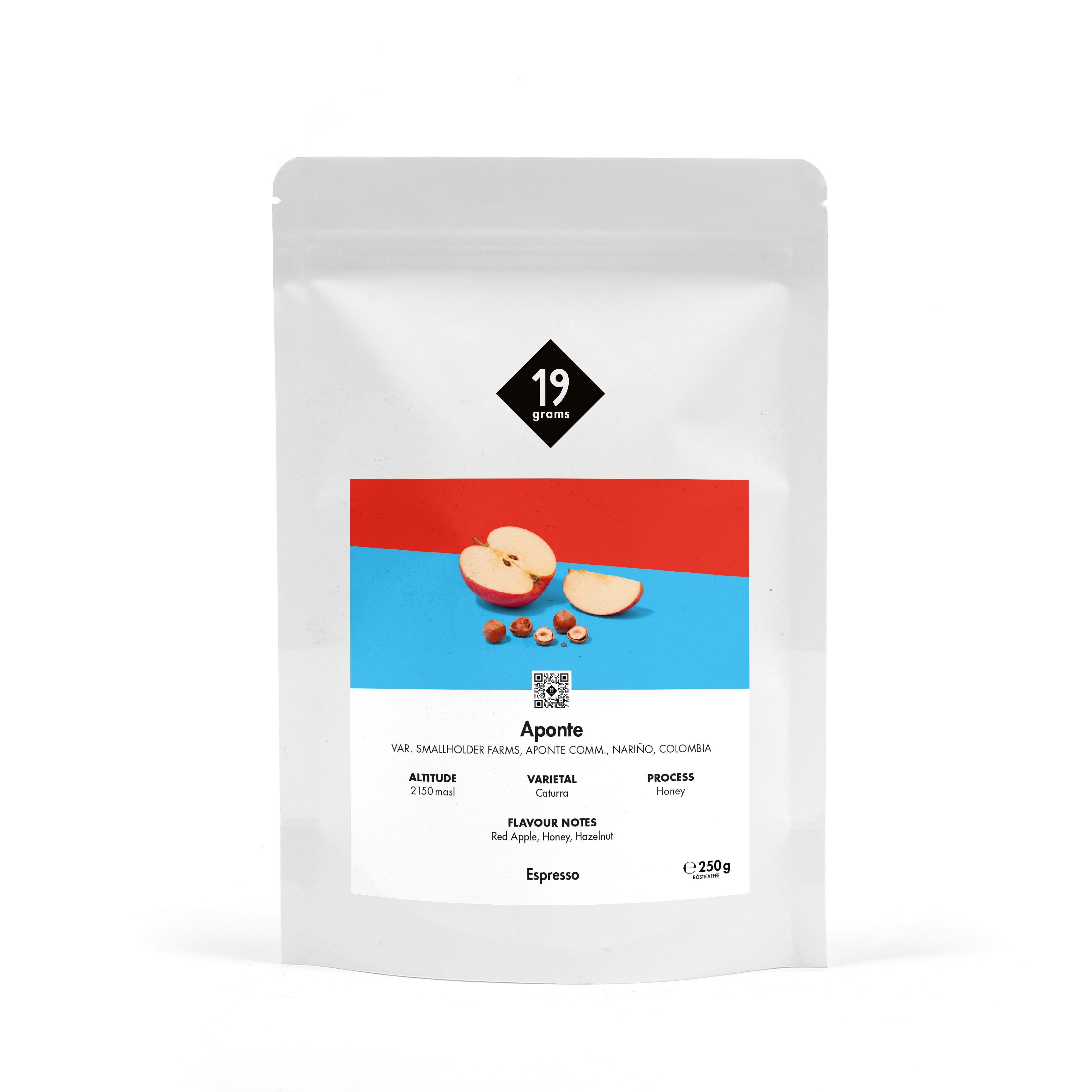 19grams Aponte Espresso Kaffeebohnen 250g - Specialty Coffee aus Kolumbien, hochwertig geröstet von 19grams.live Roasters Berlin