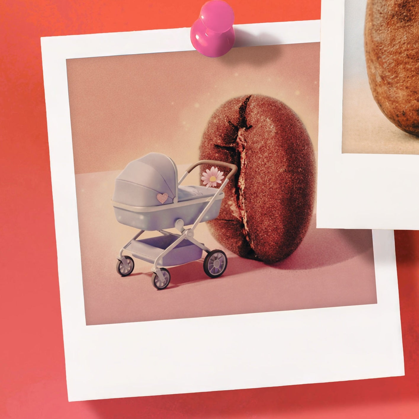 19grams Muttertag Best Moments – Polaroid mit witziger Kaffeebohnen-Mama und Kinderwagen – Specialty Coffee Geschenkidee
