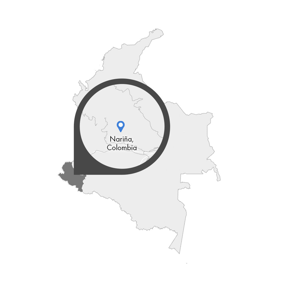 Karte der Region Nariño in Kolumbien – Anbauregion für 19grams Aponte Specialty Coffee der indigenen Inga-Gemeinschaft am Galeras-Vulkan