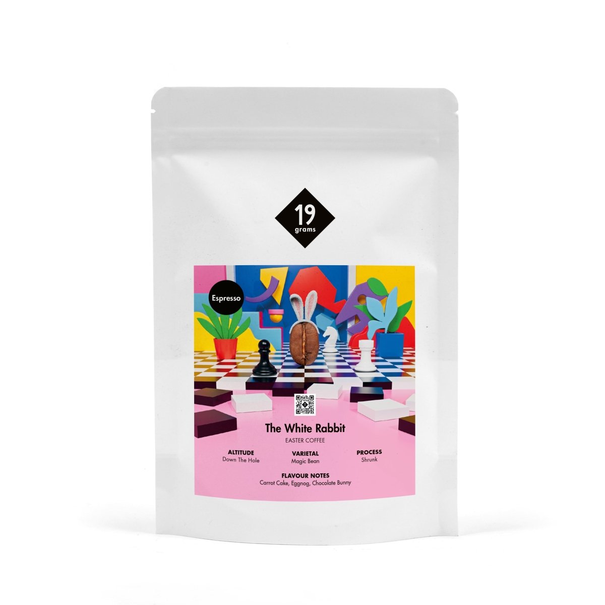 19grams Osterkaffee Espresso – Produktmockup der Kaffeeverpackung mit Oster-Edition
