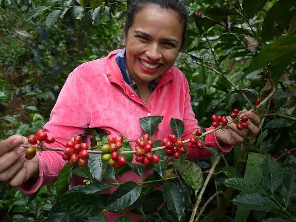 19grams Kaffeefarmerin auf der Farm El Campo Caballero in Honduras – Portraitbild der Kaffeebauerin, Partnerfarm von 19grams.live Roasters Berlin