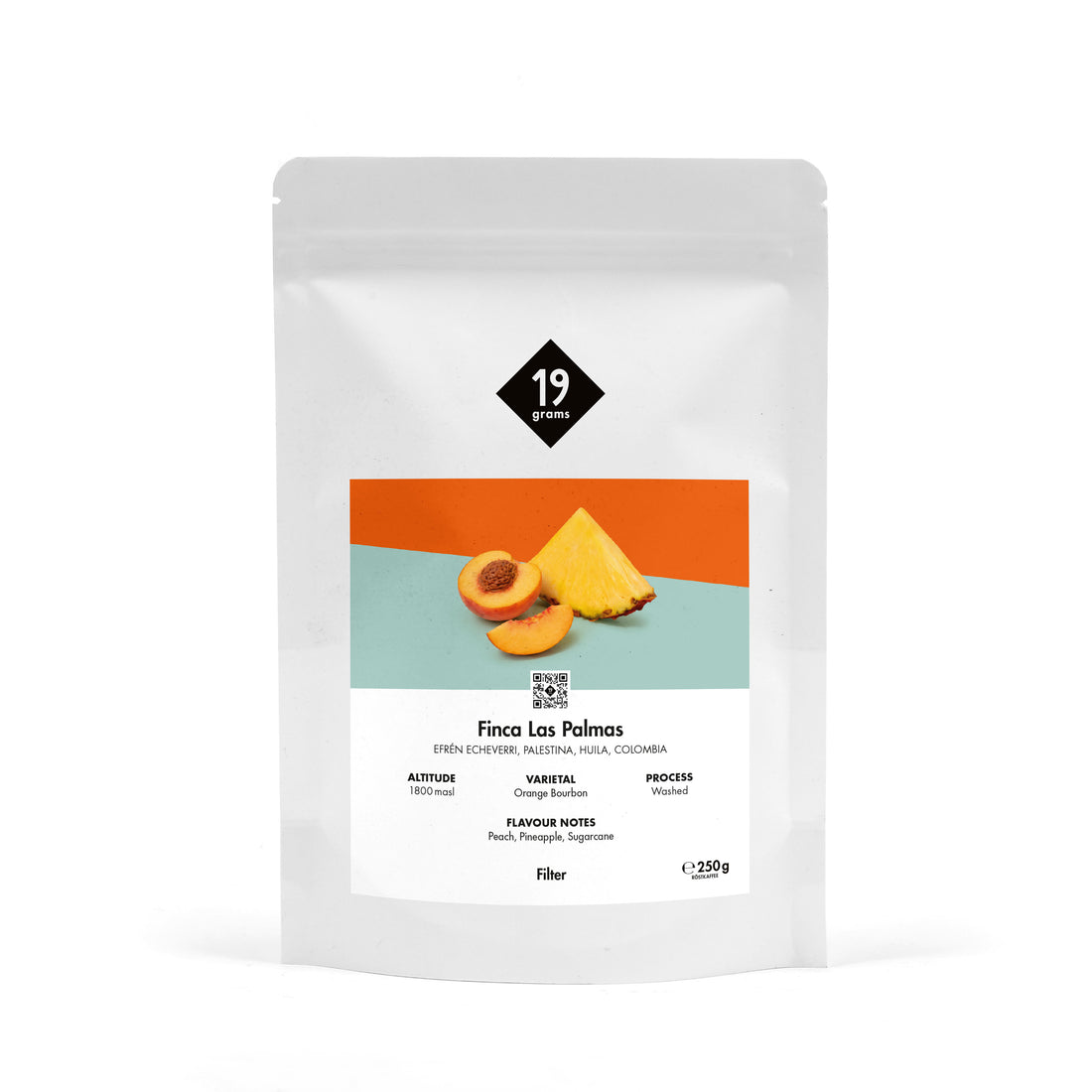 19grams Finca Las Palmas Filter 250g Kaffeebeutel – Orange Bourbon, Palestina Huila Kolumbien – Peach, Pineapple, Nectarine

