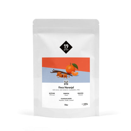 19grams Finca Naranjal Filter 250g Kaffeebeutel – Washed, Peru – Orange, Vanilla, Caramel
