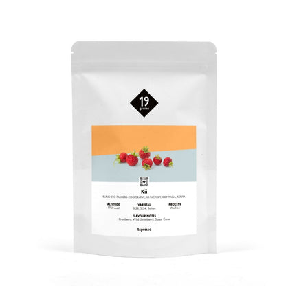 19grams Kii Espresso aus Kenia 250g Kaffeebeutel – Specialty Coffee aus der Rungeto Kii Cooperative, geröstet von 19grams.live Roasters Berlin