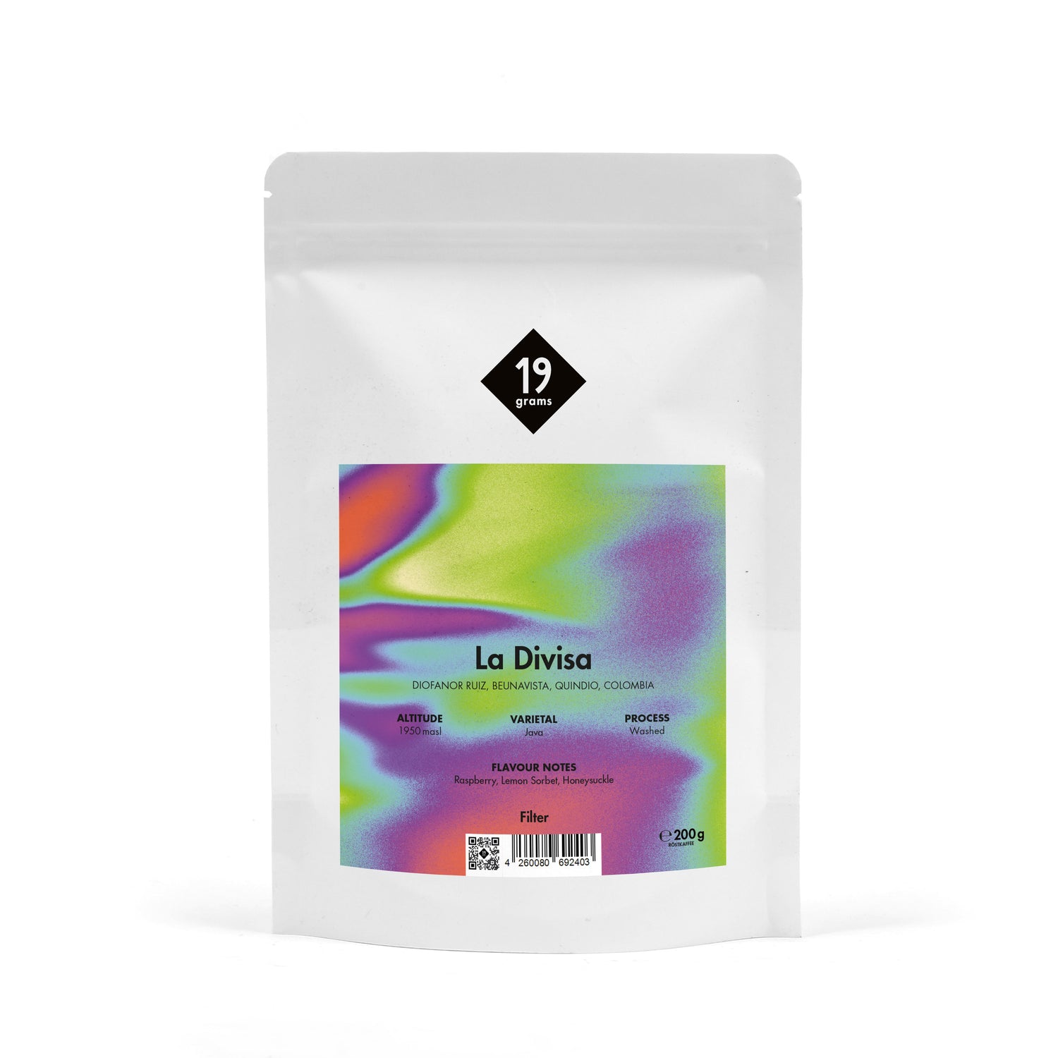 19grams La Divisa Specialty Coffee Filter – Kaffeebeutel mit Single Origin Kaffee aus Quindío, Kolumbien, Filterkaffee 200g, Kaffeerösterei Berlin
