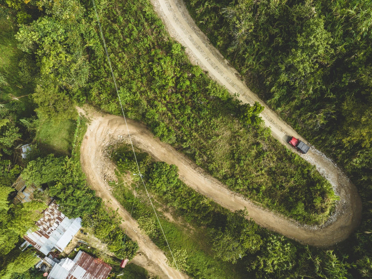 19grams Finca Los Osos Huila Kolumbien von oben – Luftaufnahme der Kaffeeplantage, Partnerfarm von 19grams.live Roasters Berlin