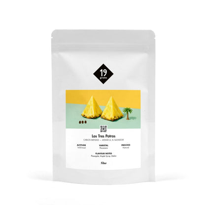 19grams Los Tres Potros Filter – Pacamara Natural, Apaneca El Salvador – Pineapple, Maple Syrup, Melon