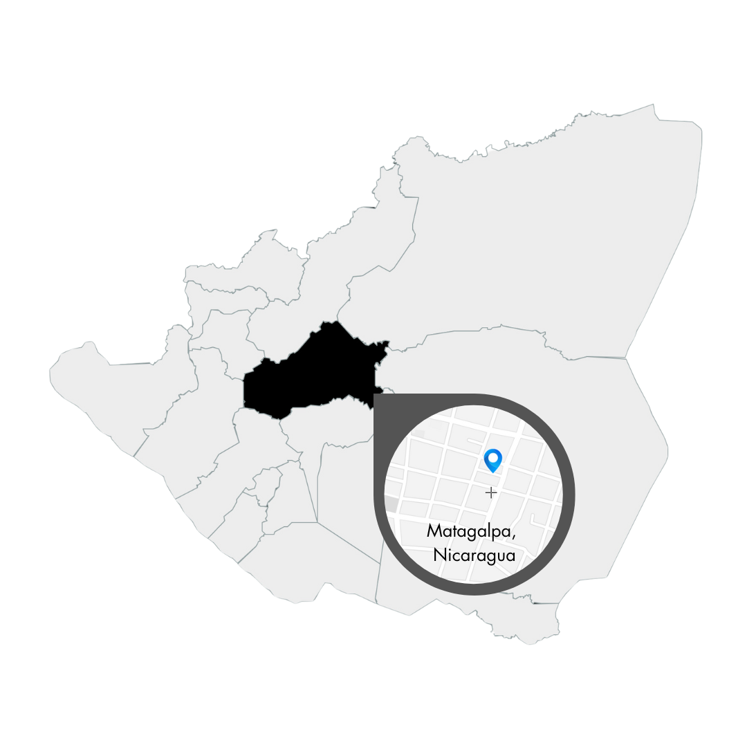19grams Karte Nicaragua – Matagalpa als Kaffeeregion der Finca Limoncillo markiert, Herkunftskarte von 19grams.live Roasters Berlin