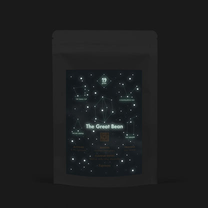 The Great Bean Dark 19grams – Kaffeemischung Dark Roast Produktmockup
