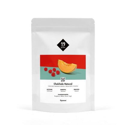 19grams Chelchele Espresso Kaffeebohnen in der 250g Tüte mit Noten von Melone und Himbeeren