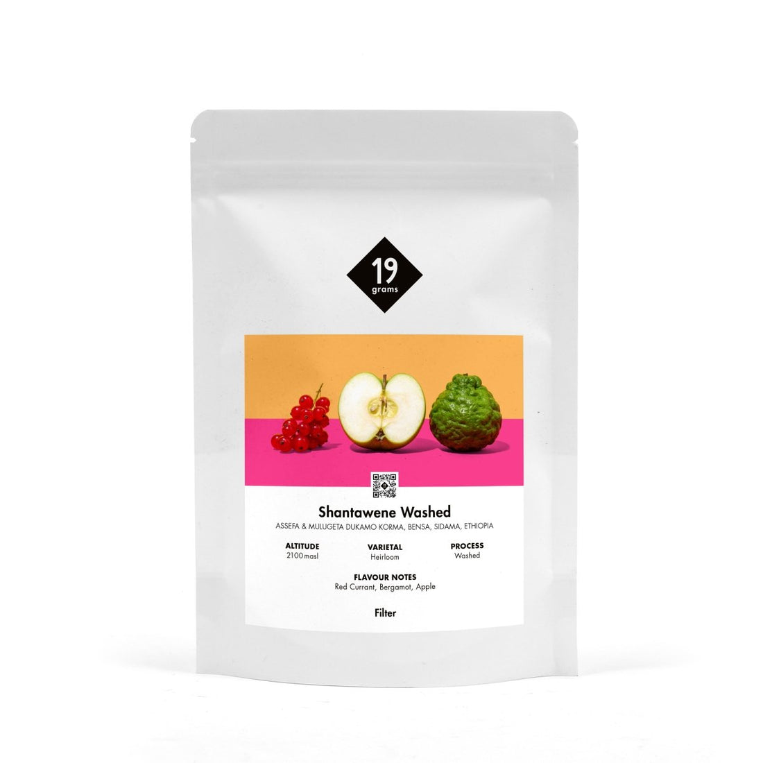 19grams Shantawene Washed Filterkaffee aus Äthiopien im 250g Beutel mit Noten von Roter Johannisbeere, Bergamotte und Apfel